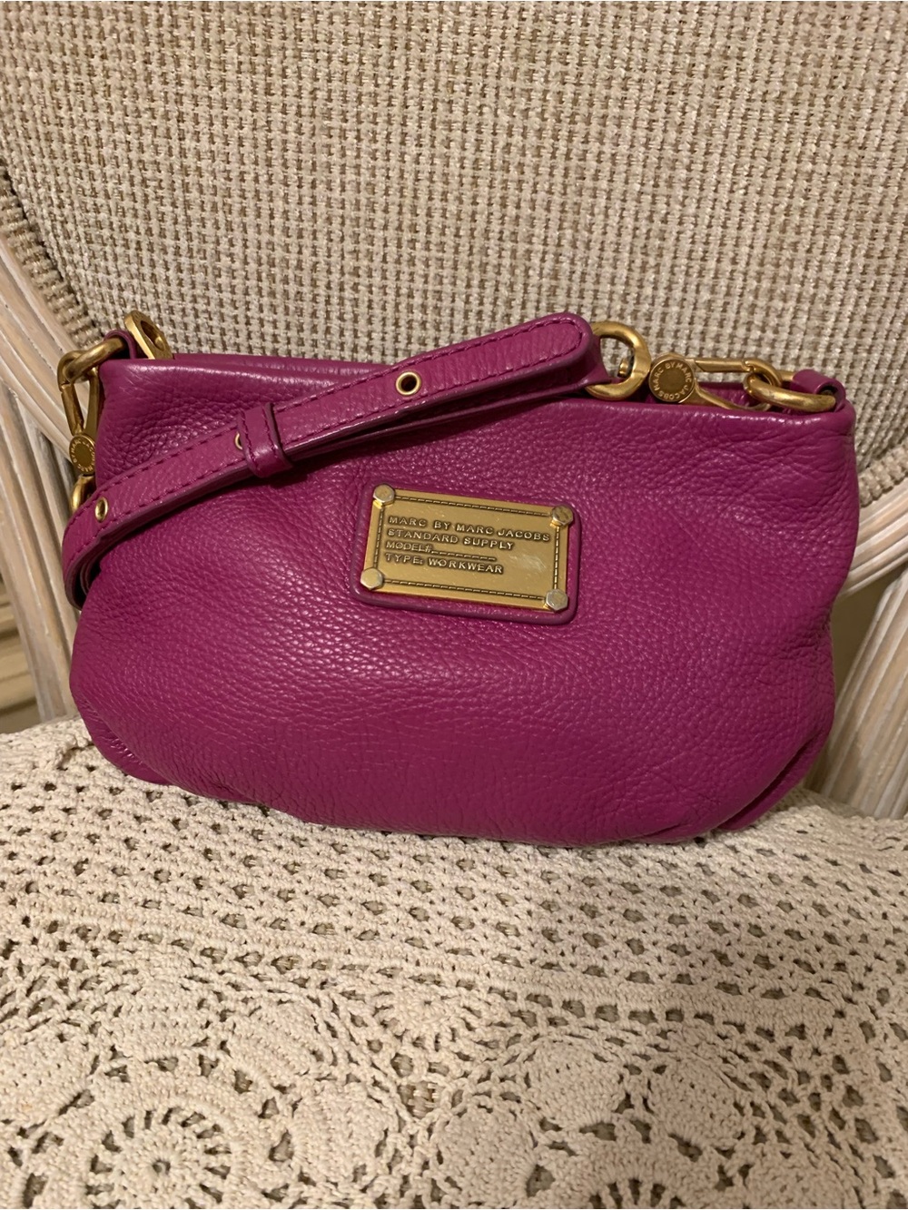 Marc by Marc Jacobs Magenta/Fuchsia Pebbled Leather Crossbody Bag